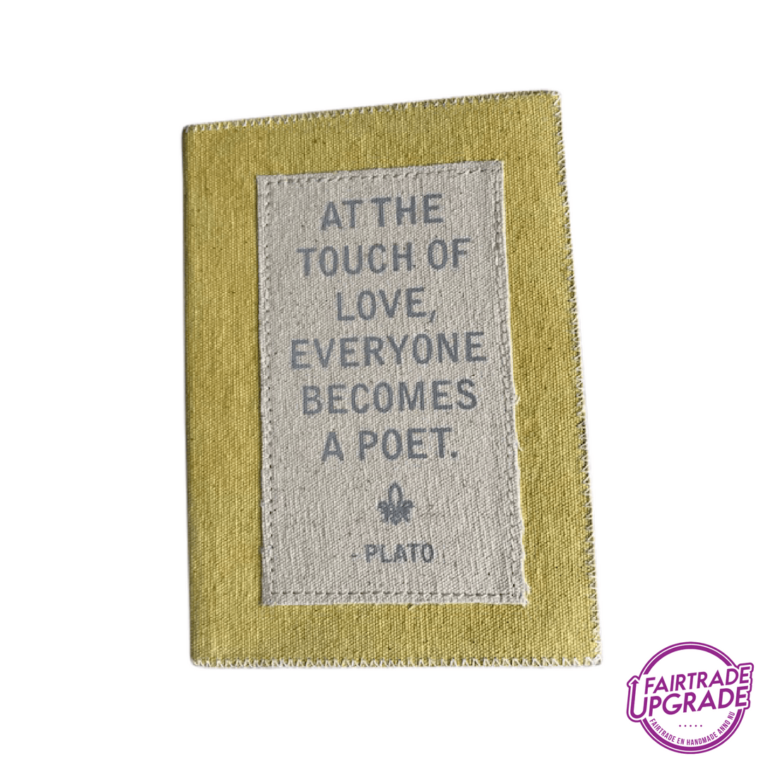 "Mooi citaat" canvas notitieboek geel