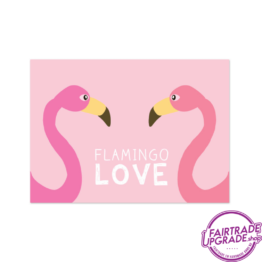 Vrolijke wenskaart Flamingo love FairtradeUpgrade