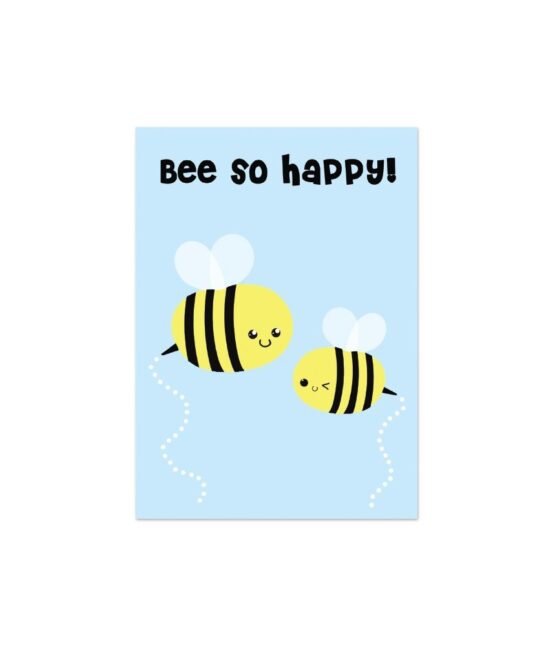 Vrolijke Wenskaart Bee Happy bij FairtradeUpgrade